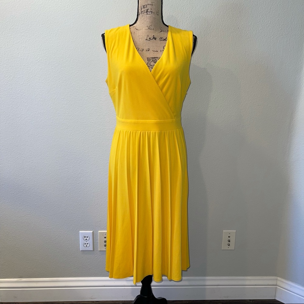 Tahari Sleeveless Pleated Midi Dress